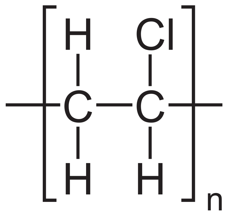 Estructura química del policloruro de vinilo (PVC) (C2H3Cl)n